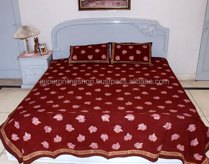 Jaipur Sanganeri Gold Print Design Pure Cotton Double Bedsheet Jaipur Sanganeri Gold Print Design Pure Cotton Double Bedsheet