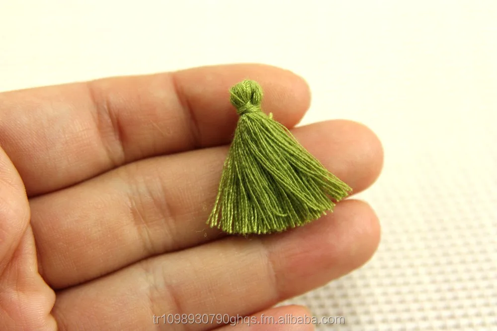 Mini Tassels, 2,5cm Cotton Tassels, Small Tassels, Khaki Green Tassel, Handmade Mini Tassels, Mini Cotton Tassels,