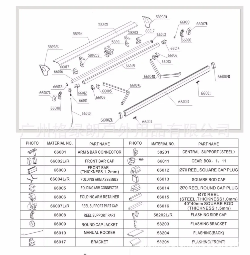 Retractable Awning Parts/awning Roller Tube Parts /awning Keyway Roller
