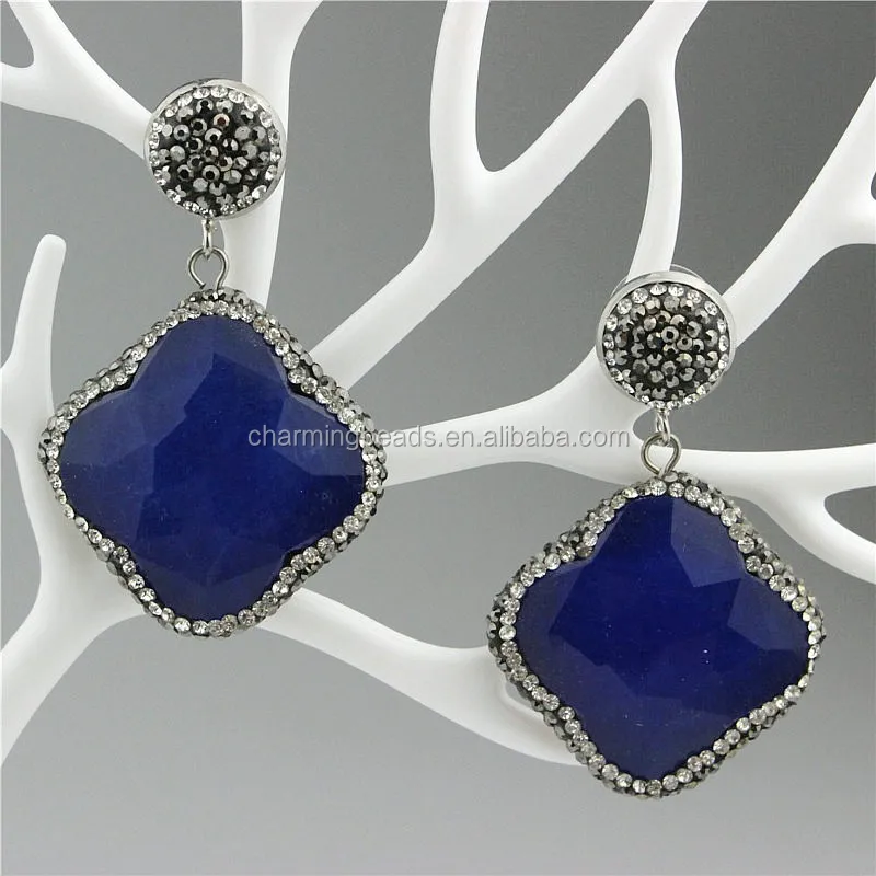 CH-ZSE0194 fashion stone diamond earring,wholesale gemstone jade stud earring,handmade pave crystal pearl stud earring jewelry