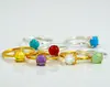 Custom round stone prong set tiny gold small silver Birthstone stack able ring Gemstone