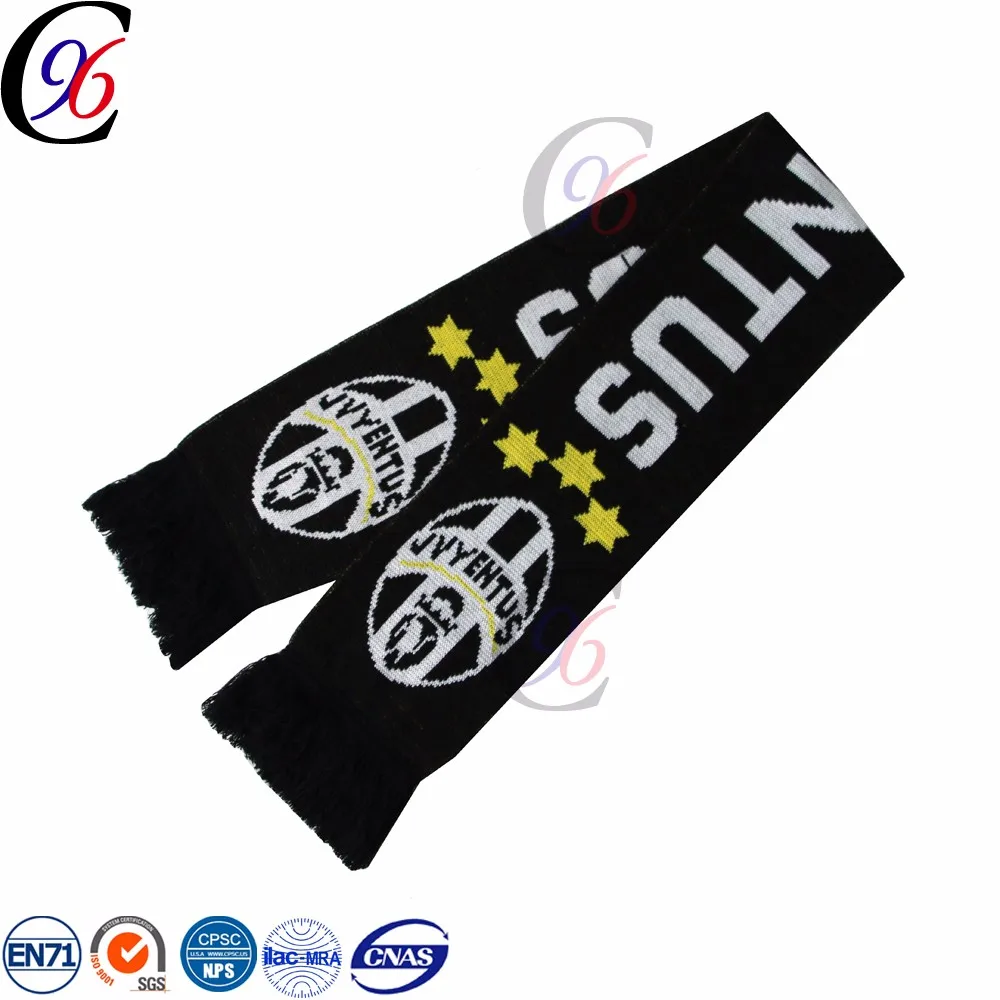 Chengxing new design 100% acrylic spandex custom wholesale woven crochet soccer football fans sport scarf 