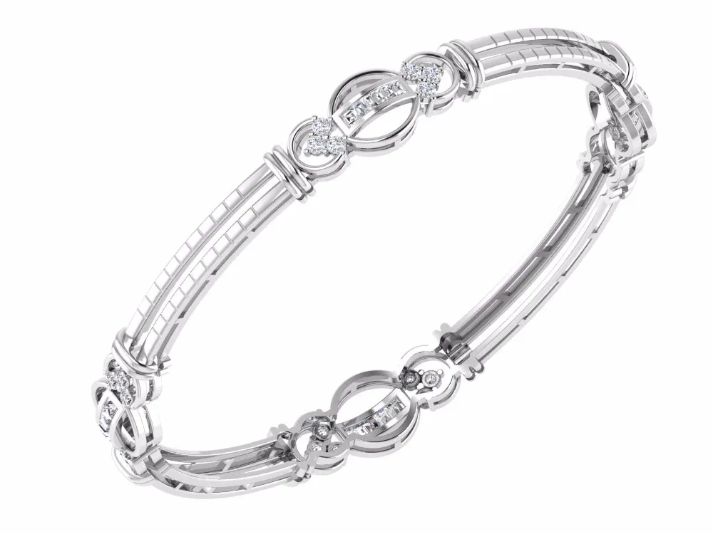 Chameli Bangle Design 14k White Gold Bracelet Diamond Jewelry 14k White Gold Bracelet Diamond Jewelry