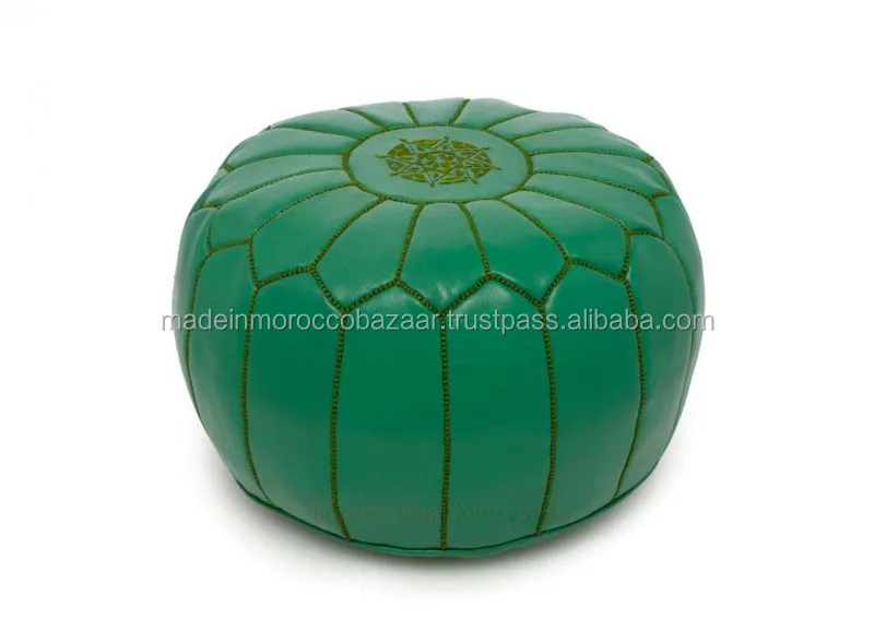 Stunning Moroccan Leather Pouf Pouffe Footstool Ottoman in Turquoise