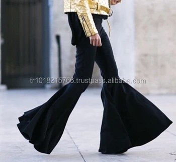 black high waisted flared trousers