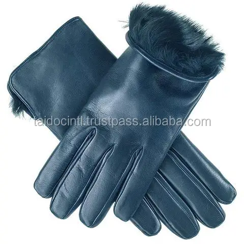 real fur lined leather gloves