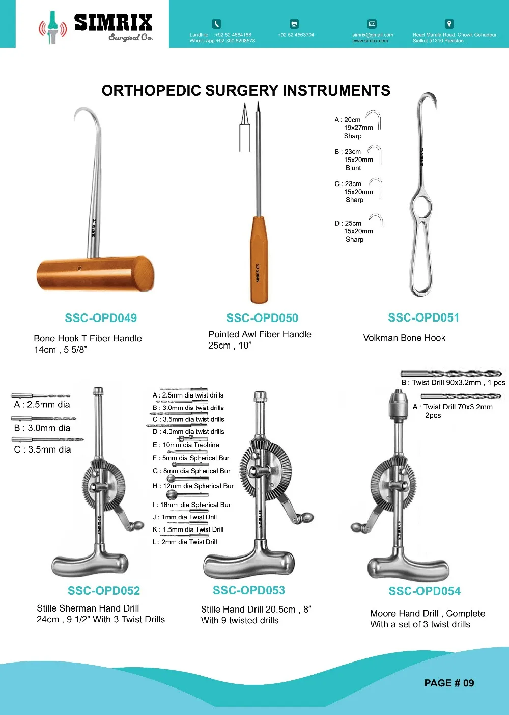 Moore Hand Drill Complete With A Set Of 3 Twist Drills,Orthopedic