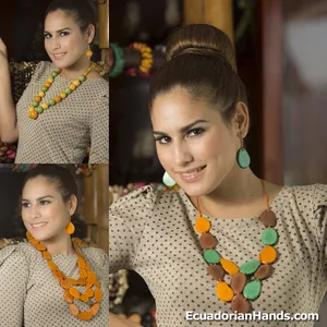 Tagua Beads Necklace and Earring Set (JC003)