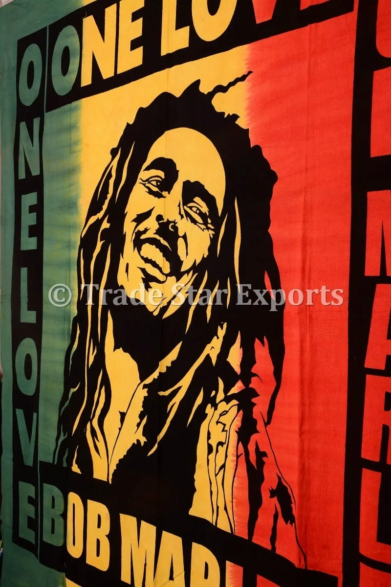 Algodón Amarillo Colgante De Pared Bob Marley cantante hierba leyenda pequeño cartel de tapiz