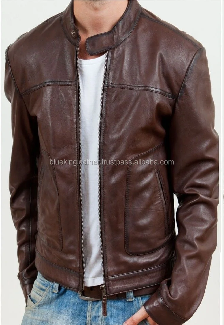 Real Leather Jacket Men Pure Fashion Leather Jacket Brown - Buy ...