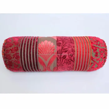 Home Textile Oblong Bolster Cushion Burnout Velvet Yoga Bolster