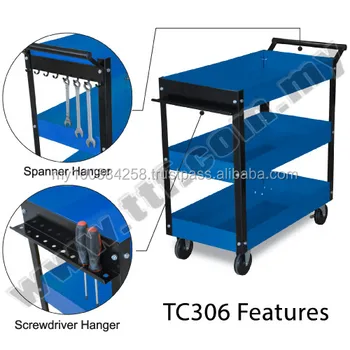 3 Tier Color Tool Cart Tc306bu 3 Shelf Tool Cart Tool Drawer