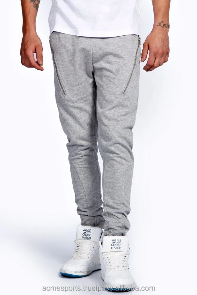 grey joggers with zippers