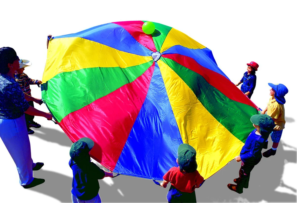 24 Ft Colorful Kids Play Parachute With Handles For Easy Grip With Bag
