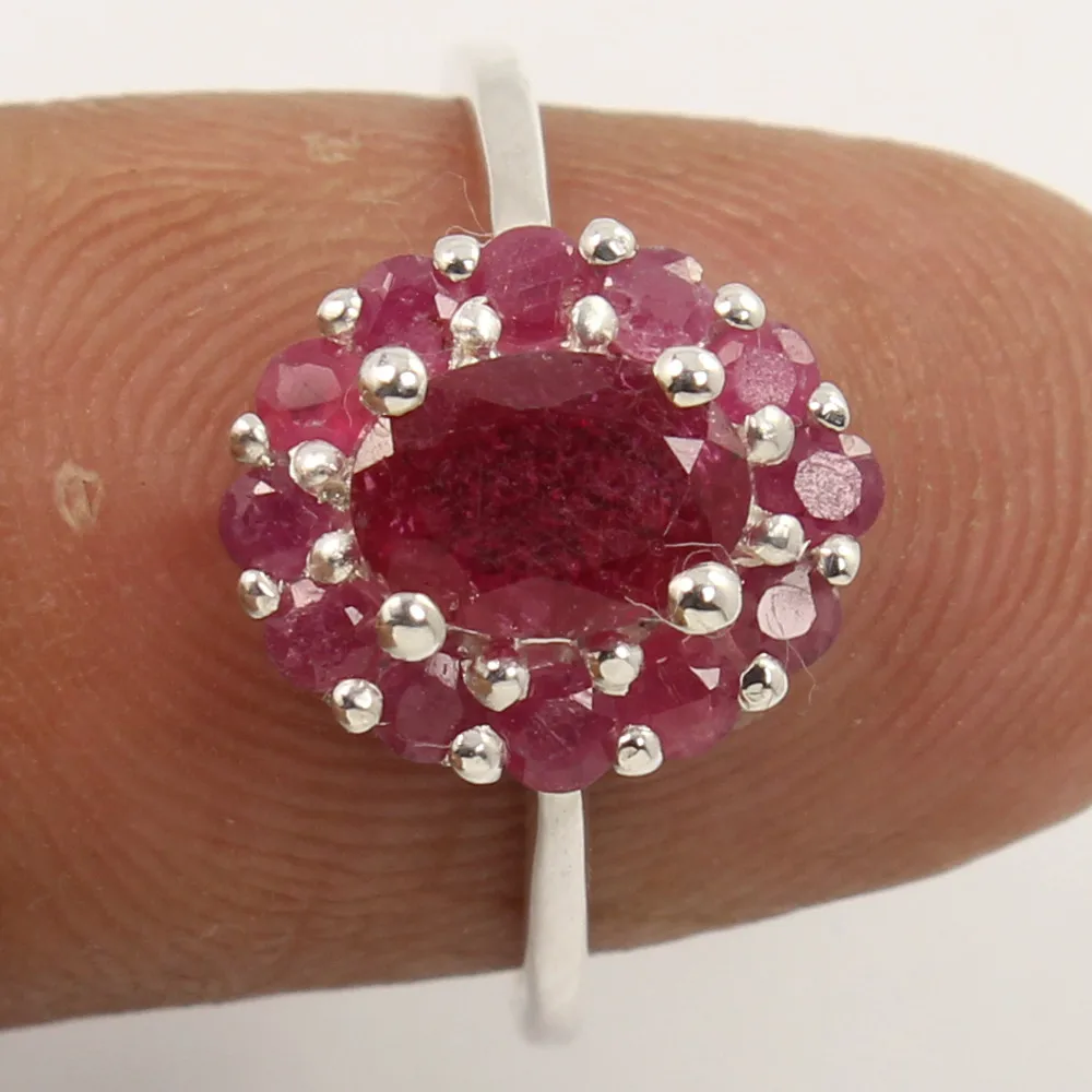 Natural Ruby Gemstone 925 Solid Sterling Silver Extra Ordinary Ring All