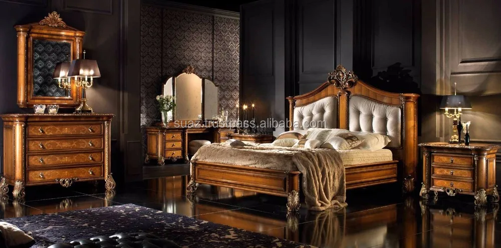Muebles de dormitorio de lujo, italia tallado de madera, juegos de ...