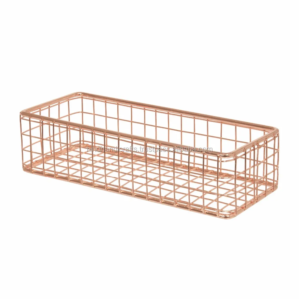 Copper Geometric Office Stationary Wire Mesh Basket,Paper Mesh Basket