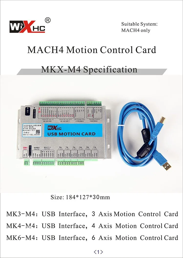 USB 2MHz Mach4 CNC 3/4/6 Axis Motion Control Card Breakout Board W/ CD,Cable sz 