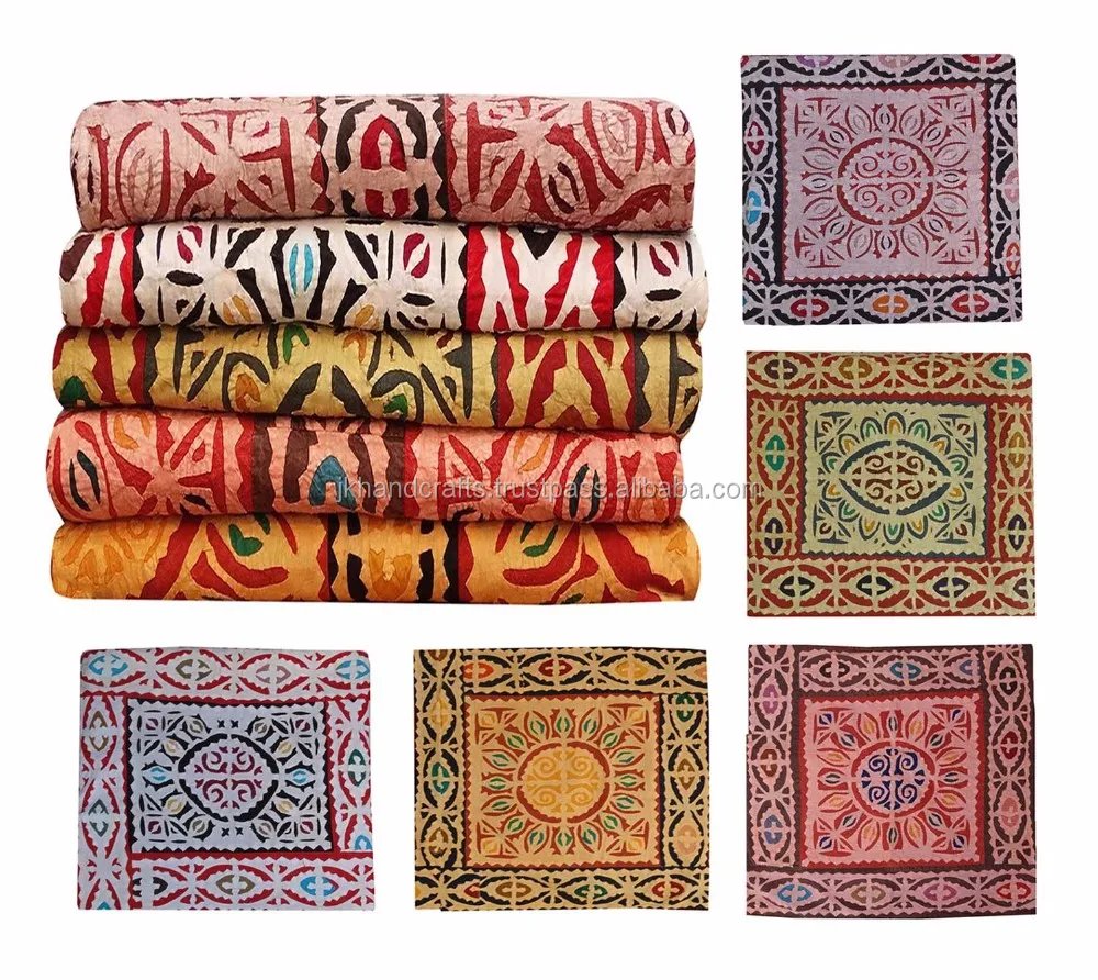 Authentic Indian Vintage Kantha Quilt Reversible Cotton 100 Wholesale