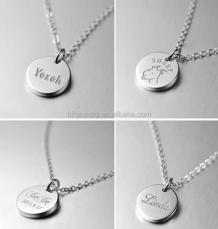 Wholesale Cheap Round Plain Pendant Necklace Stainless Steel Tag