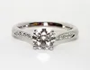Certified 1.30CT Round Cut Real Diamond Engagement Ring