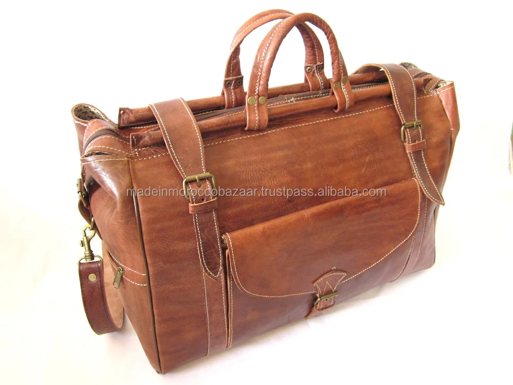 real leather holdall