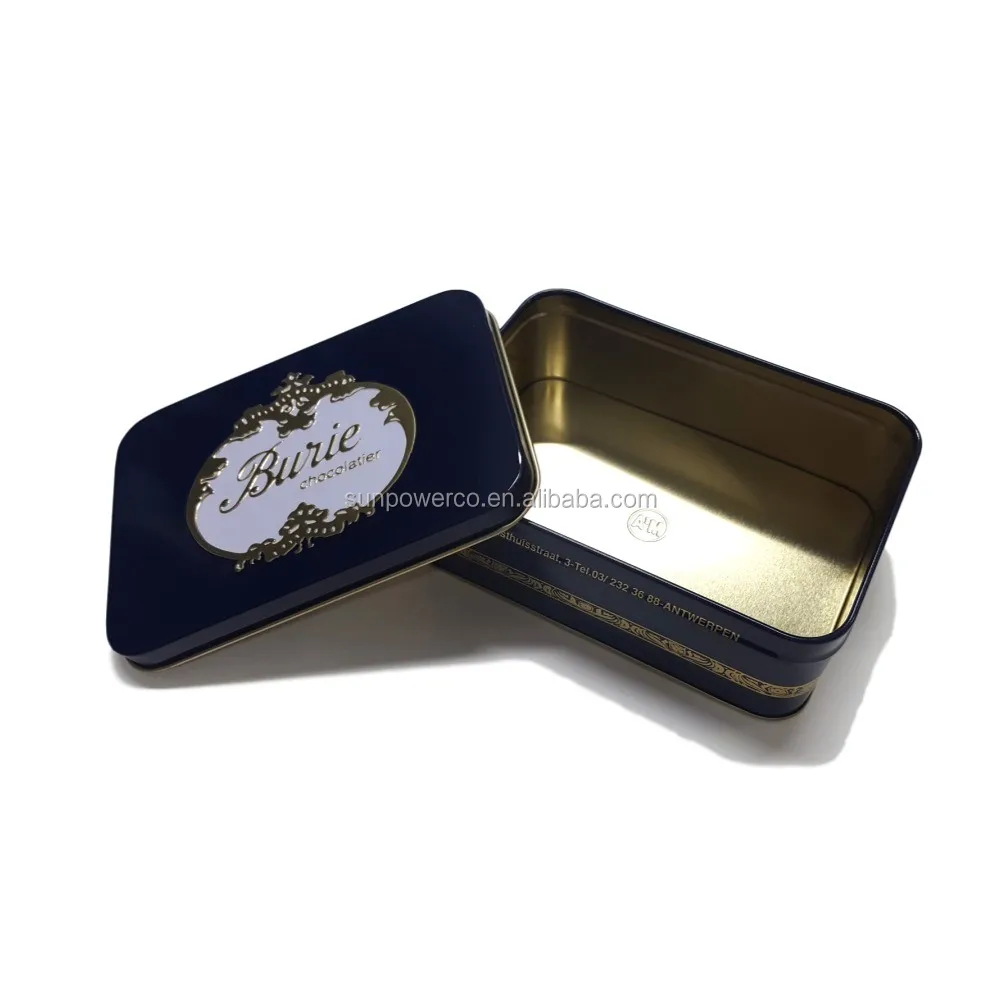 Rectangular Chocolate Tin Box / Custom Printed Gift Tin / Embossed