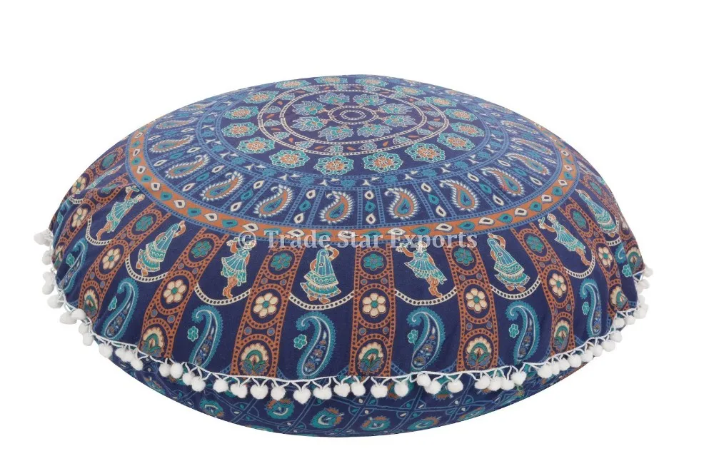 Large Mandala Tapestry Floor Pillows Cotton Round Cushion Cover Ottoman