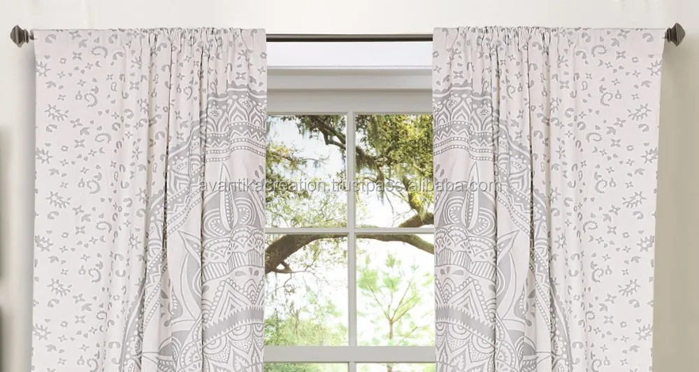 Weiss Indischen Mandala Vorhange Tapisserie Vorhange Fenster