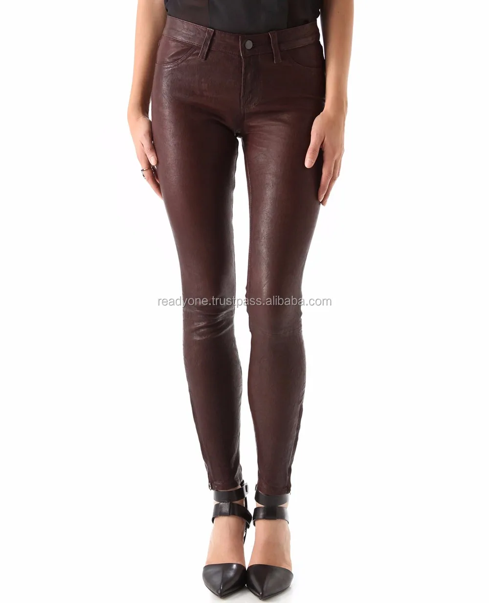 blue leather pants women