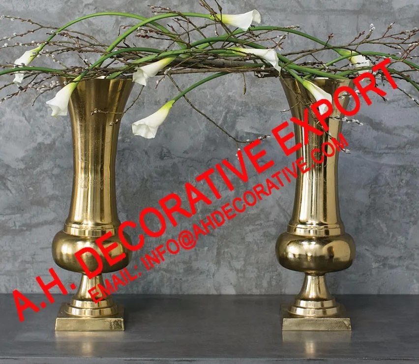 Gold Flower Vase On Square Base Buy Floor Decorative Flower Vases