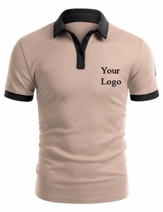 Light Brown Black Polo T-shirt With Collar 100% Cotton Boys Mens Tee ...