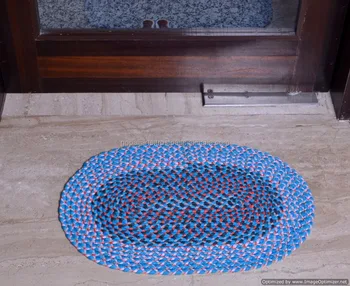 Indian Handmade Braided Door Mat Ethnic Embroidered Multicolored