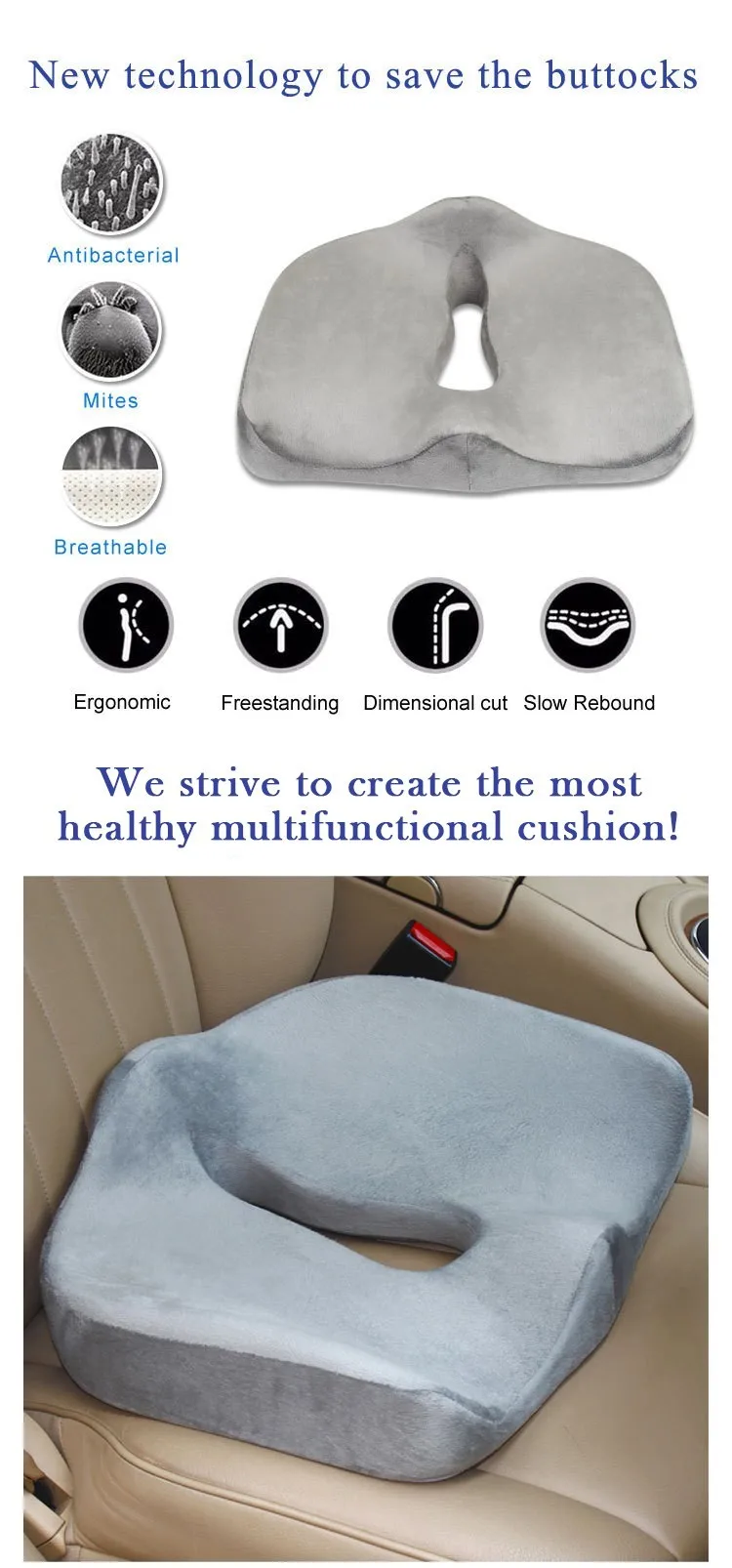 Adult Car Seat Booster Cushions Coccyx Pain Cushion Shock Absorber