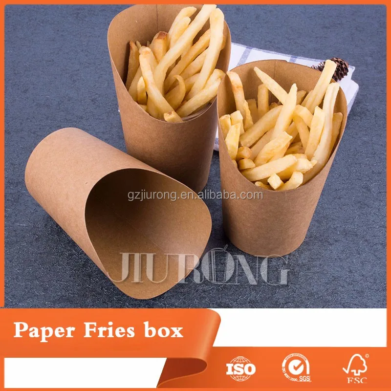 Wholesale Folding Kraft Paper Boxes For Packaging French Fries Cup