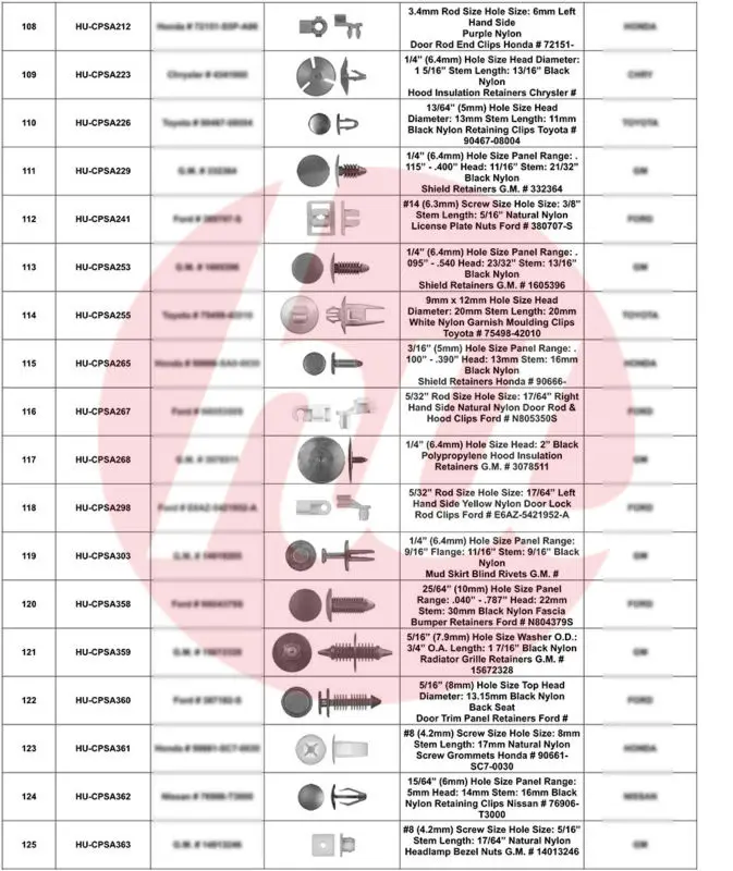 For Toyota Car Parts With Sealer Rocker Panel Moulding Clips Oem90467