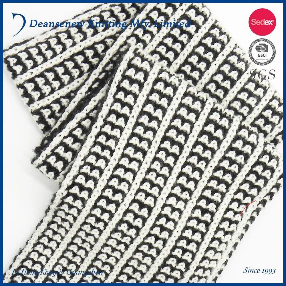 Fashion 60% Cotton 30% Nylon 10% Lambswool 2-Tone Texture Knitted Scarf (3).jpg