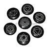 Seven Chakra Black Agate Disc Set With Silver : Black Chakra set With Box