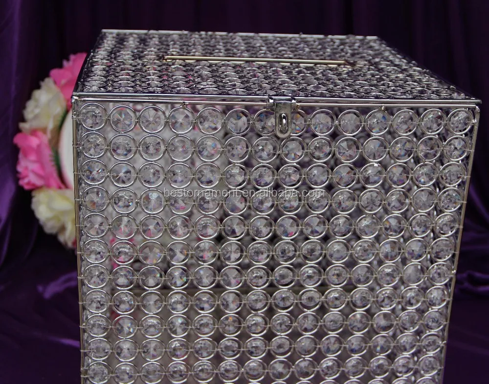 Large Crystal Beaded Money Box,Square Wedding Decorative Money Box ...