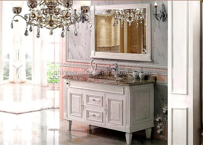 Cheap Free Standing Single Bathroom Vanity/double Basins Solid Wood