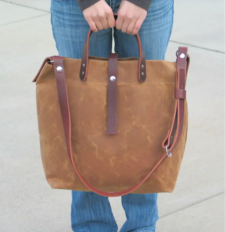Waxed Canvas Tote With Leather Handles Tote Bag - Buy Bags For Men Laptop Bag,Multiple Laptop ...