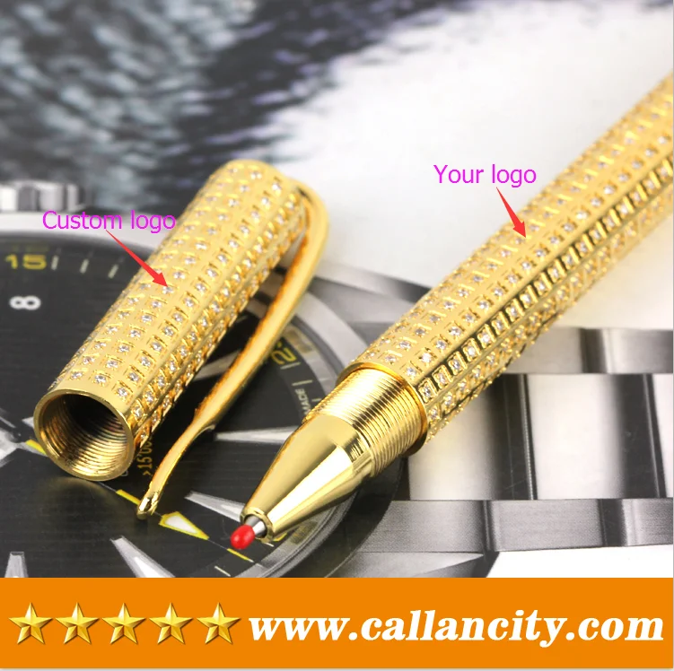 Custom 24kt Gold Pen With Full Diamonds Metal Pen Fountain Pen Buy