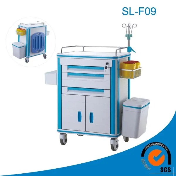 Used Medication Carts With Cpr Board,With Iv Pole Doctor Medical Cart