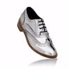 High-End Mirror Finish Silver Brogues