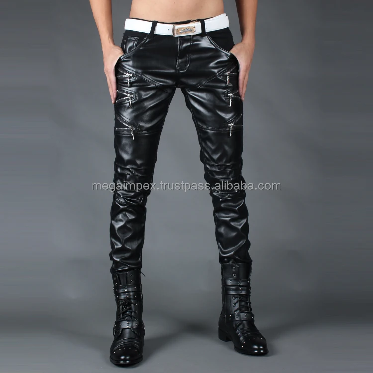 men's leather pants skinny