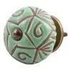 Engraved Pea Green Drawer Knob Pulls Floral On INDIANSHELF Handmade Ceramic Furniture Knob