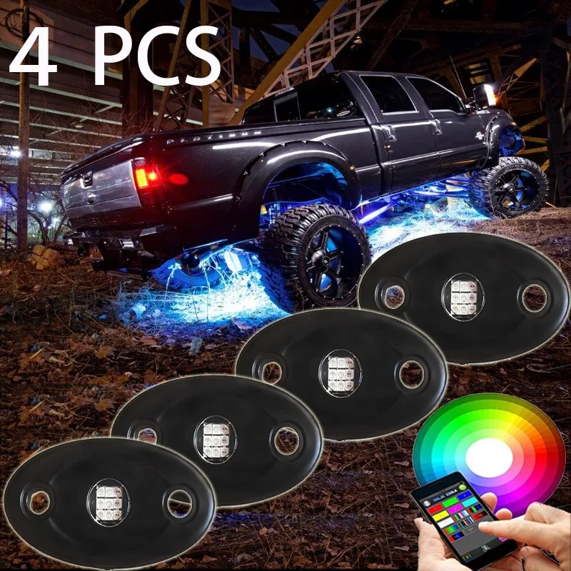 Wholesale 4/6/8/12xPods Mini app RGB Led Rock Lights Multicolor For Underbody ATV SUV 4x4 Offroad-DC12V IP68