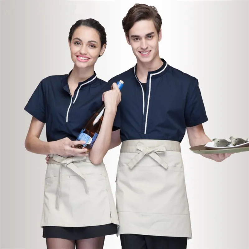 Restaurant Hotel Unisex Waiter Waitress Uniform Breathable Fabric Bar