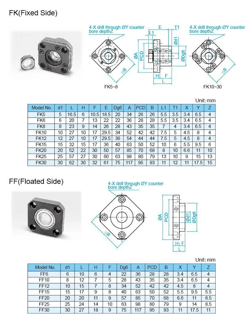 Nsk Hiwin Thk Tbi Ball Crew End Support Unit Ek8/ef8 Buy High Quality