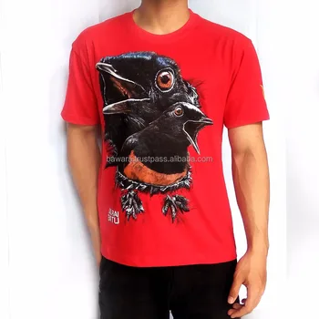 Bawara Biasa T Shirt 100 Katun Lembut Murai Burung Tema Batu